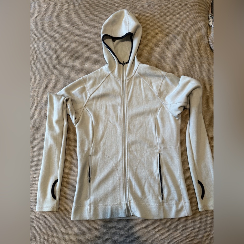 ibex Women's Light Gray Full-Zip Hooded Fleece